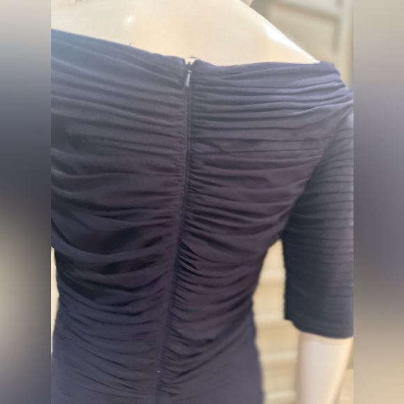 Tafashi Shoji Womens Navy Mesh Draped Dress Size M - Picture 5 of 10